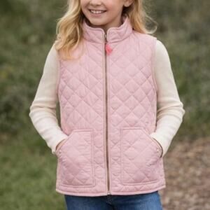 Crewcuts J. Crew Girls Pink Quilted Puffer Vest Full Zip Size 10 Preppy Light